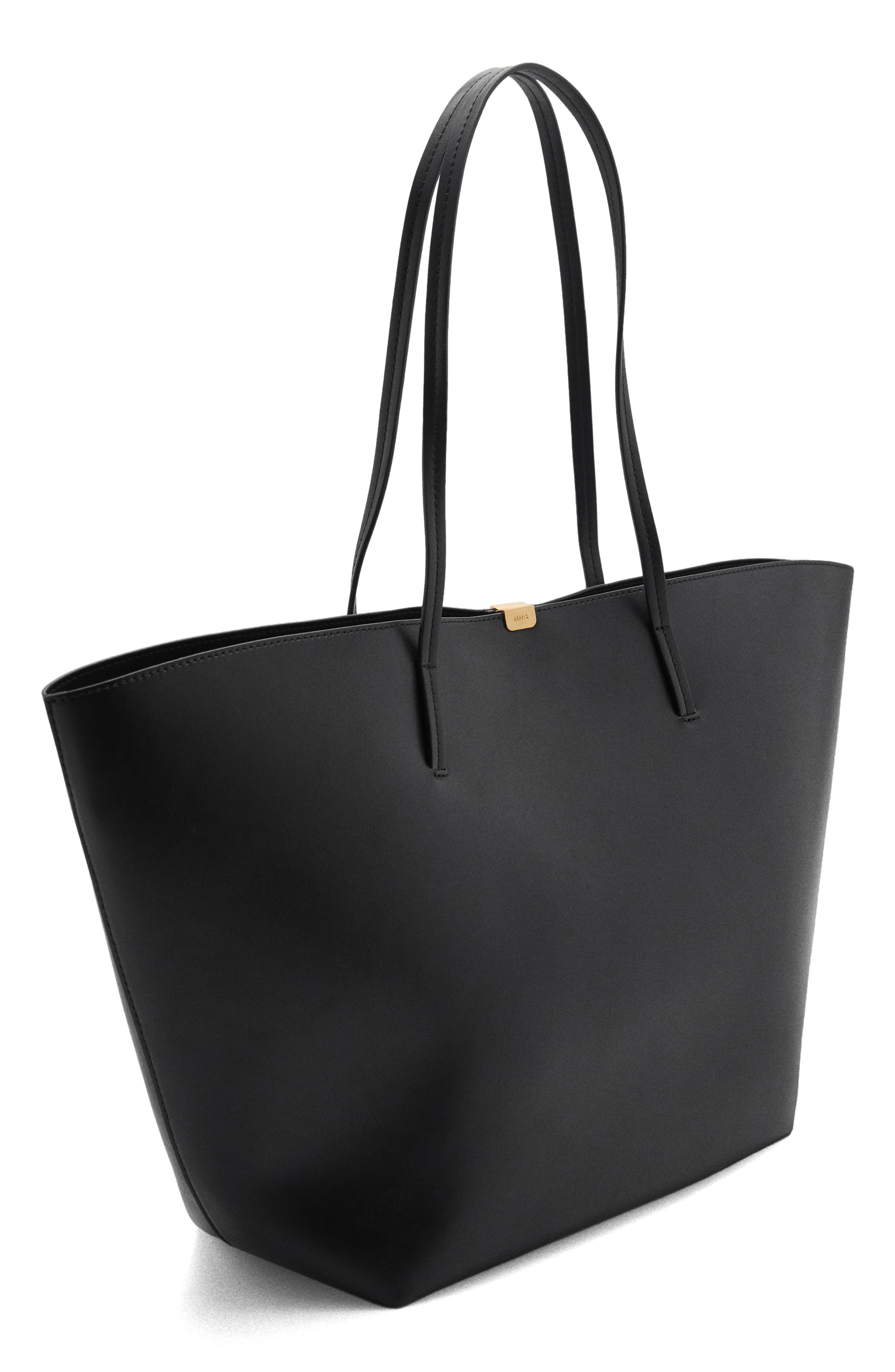 MANGO Faux Leather Tote Bag, Alternate, color, 