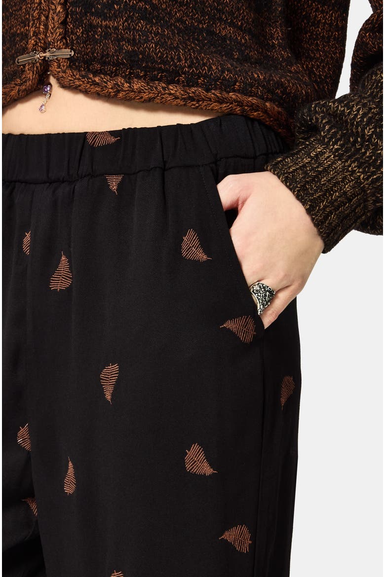 Ruin Fern Embroidered Wide Leg Trouser, Alternate, color, Black