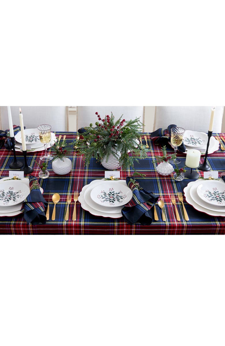Solino Home Linen Tablecloth - Stewart Plaid, Alternate, color, Black