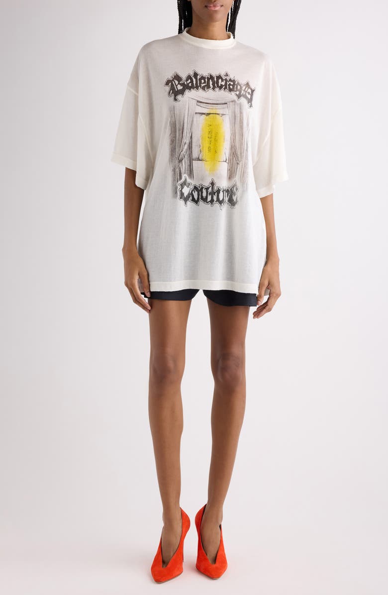 Balenciaga Shaped Fit Salon de Couture Graphic T-Shirt, Alternate, color, 9020 Cream