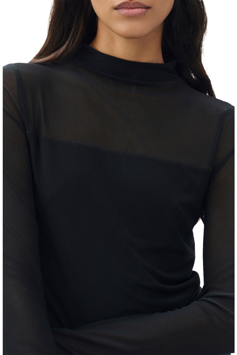 Luca Long Sleeve Mesh Top, Alternate, color, BLACK