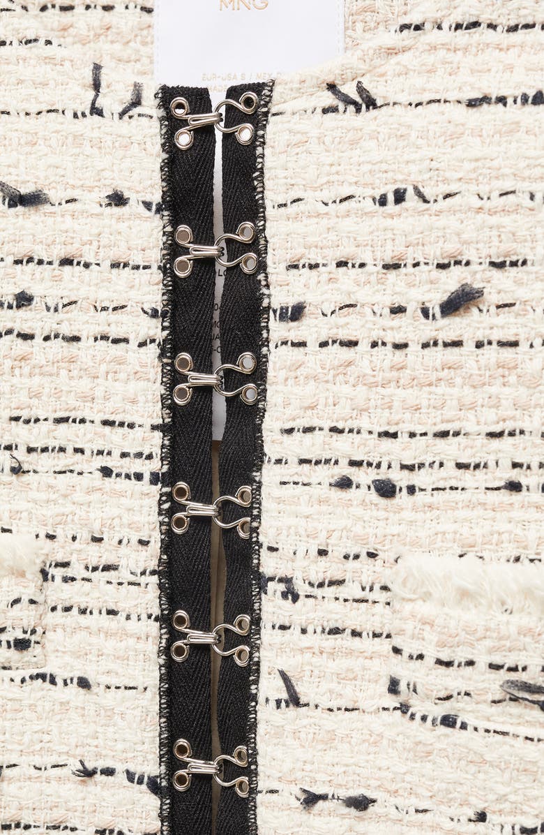 MANGO Modena Stripe Crop Tweed Jacket, Alternate, color, Light Beige