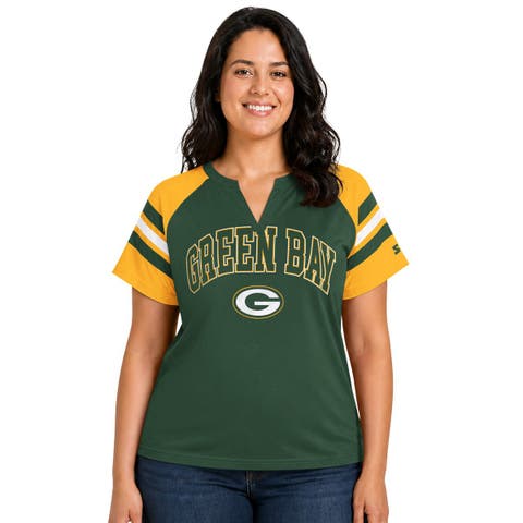 Women's Starter  Green Green Bay Packers Plus Size Game On Notch Neck Raglan T-Shirt