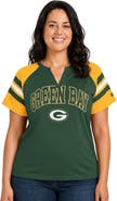 STARTER Women's Starter  Green Green Bay Packers Plus Size Game On Notch Neck Raglan T-Shirt