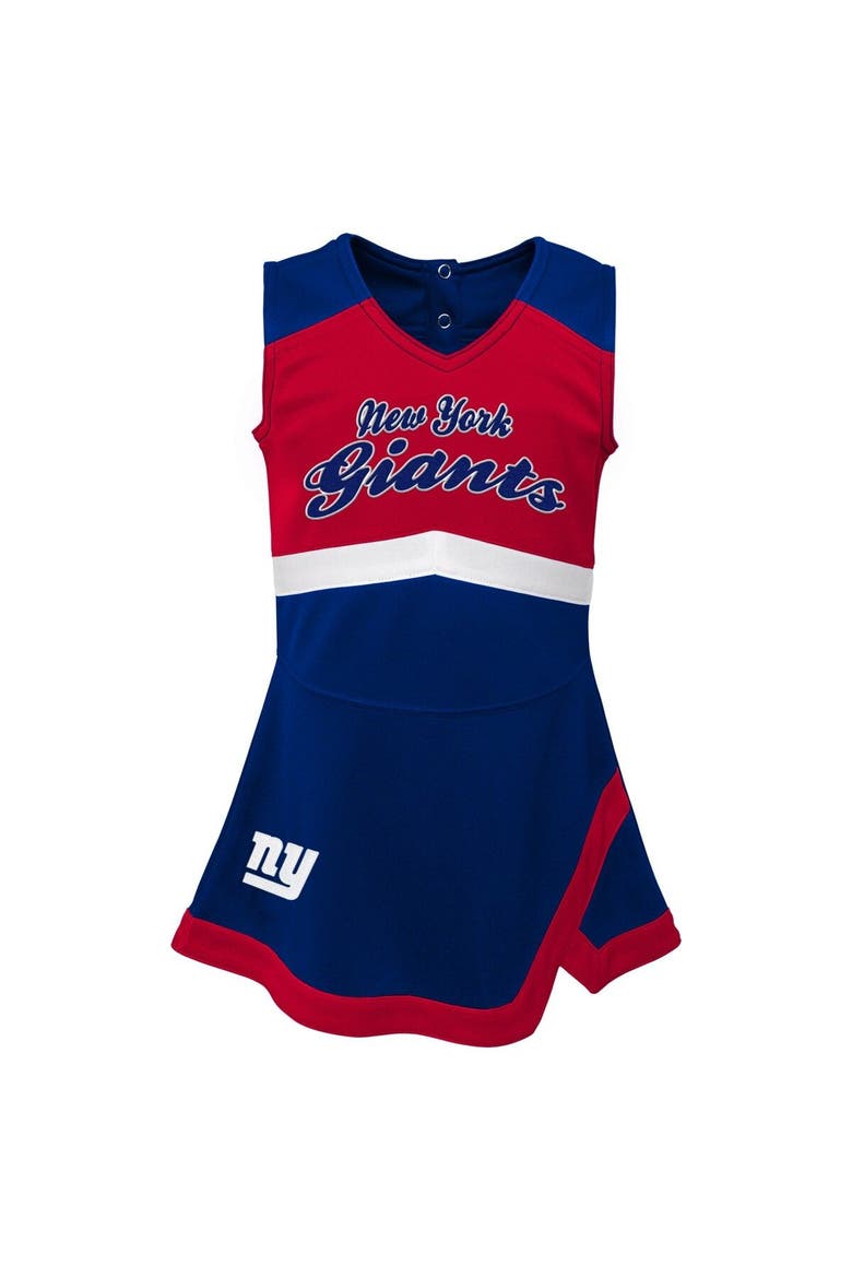 Girls Preschool Royal New York Giants Two-Piece Cheer Captain Jumper Dress with Bloomers Set, Alternate, color, Royal