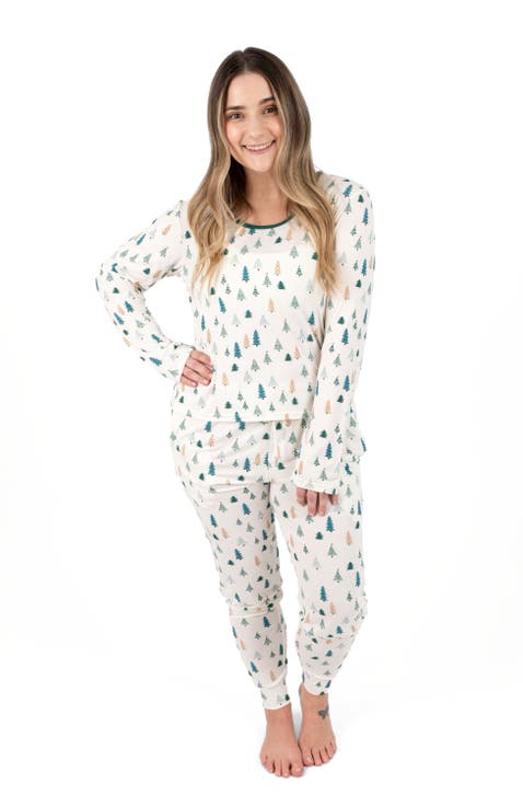 Women's Viscose Matching Family Holiday Pajamas, Reindeer & Polar Bear Prints