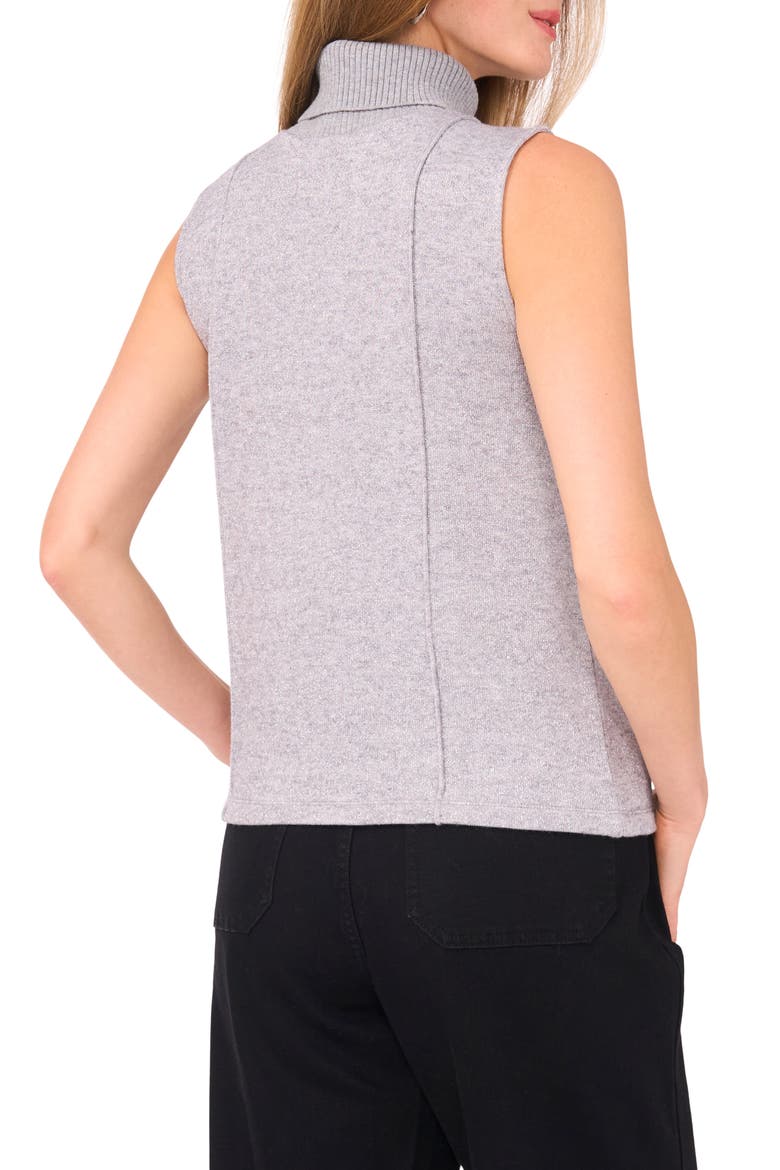 Rib Turtleneck Sleeveless Sweater, Alternate, color, LIGHT HEATHER GREY