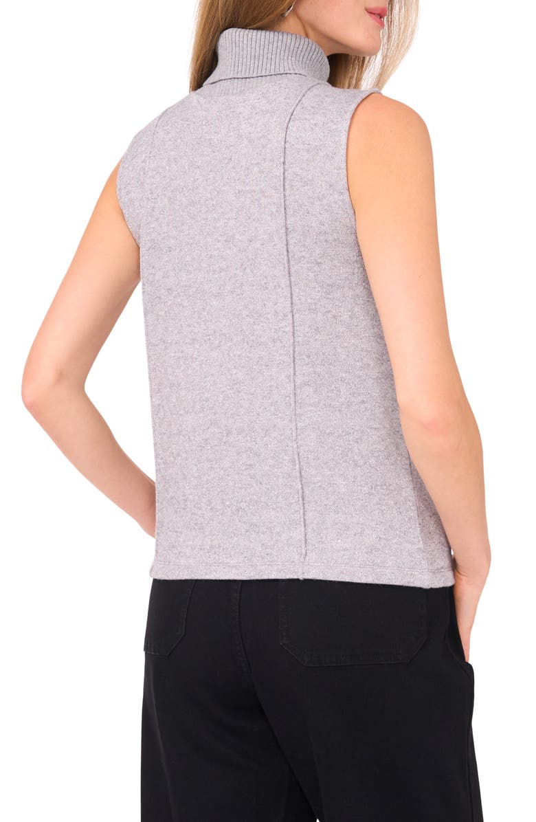 Vince Camuto Rib Turtleneck Sleeveless Sweater, Alternate, color, Light Heather Grey