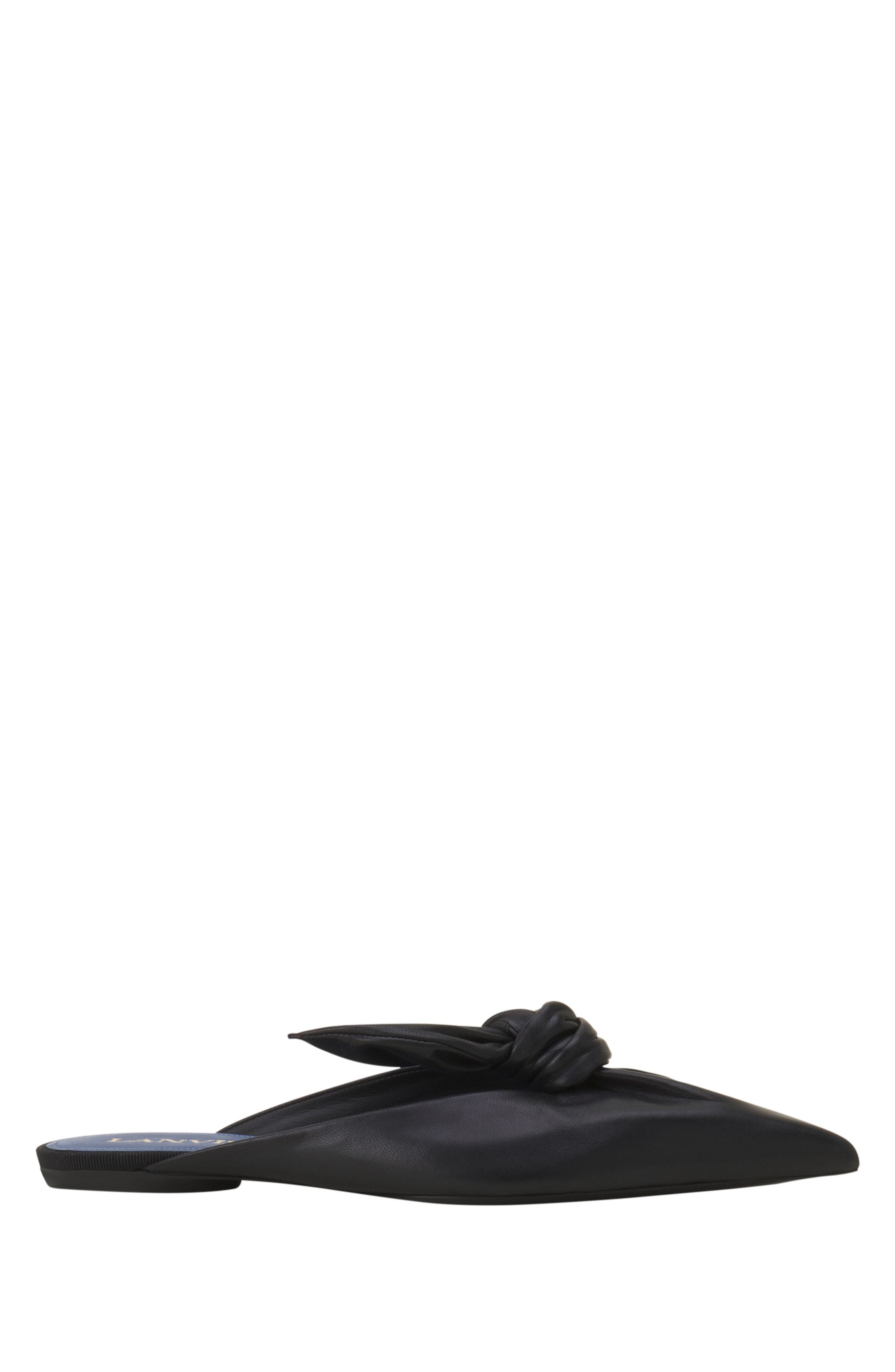 Midnight Step Leather Bow Mule, Main, color, Black