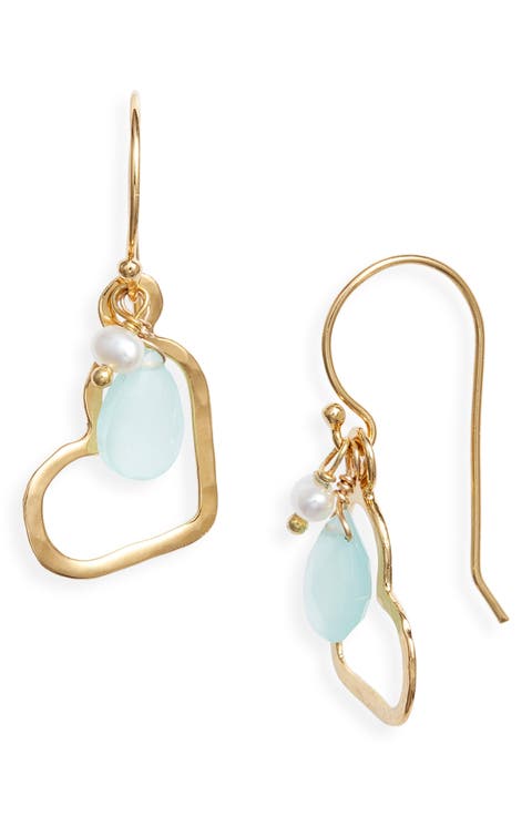 Small Seafoam Heart Drop Earrings