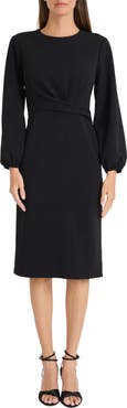 Maggy London Twisted Long Sleeve Midi Dress