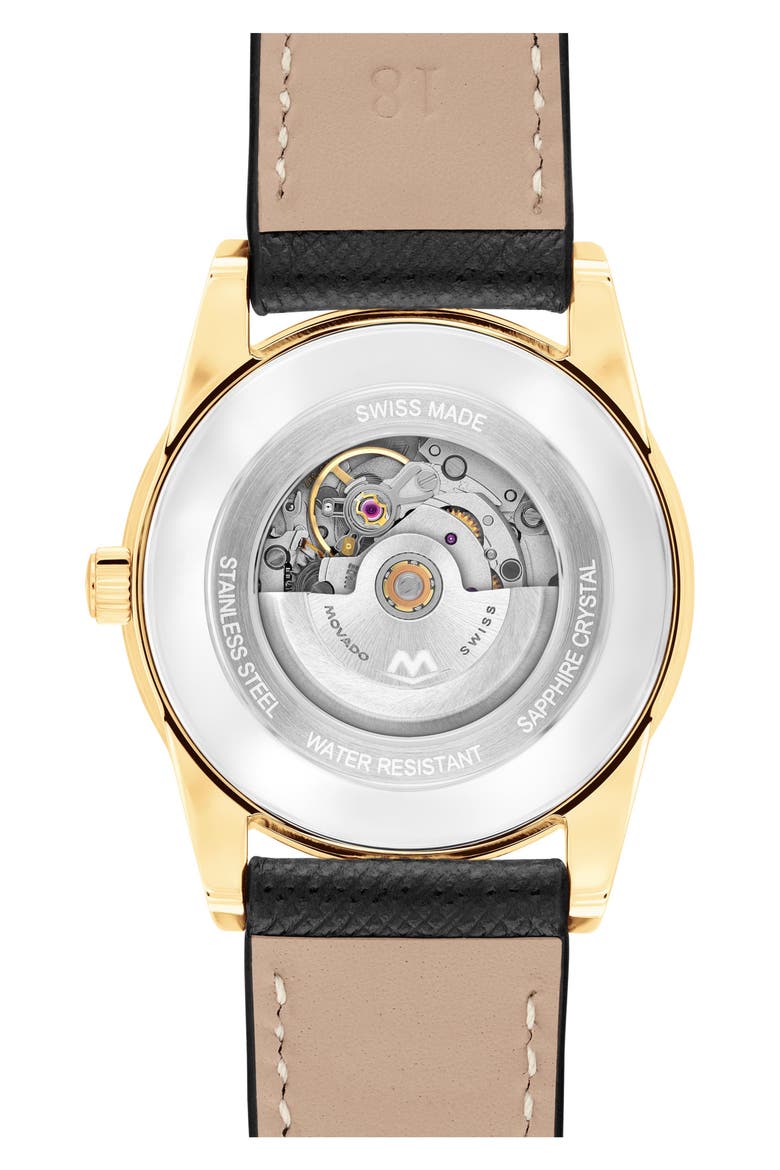 Museum Classic Automatic Leather Strap Watch, 33mm, Alternate, color, GREY/ BLACK