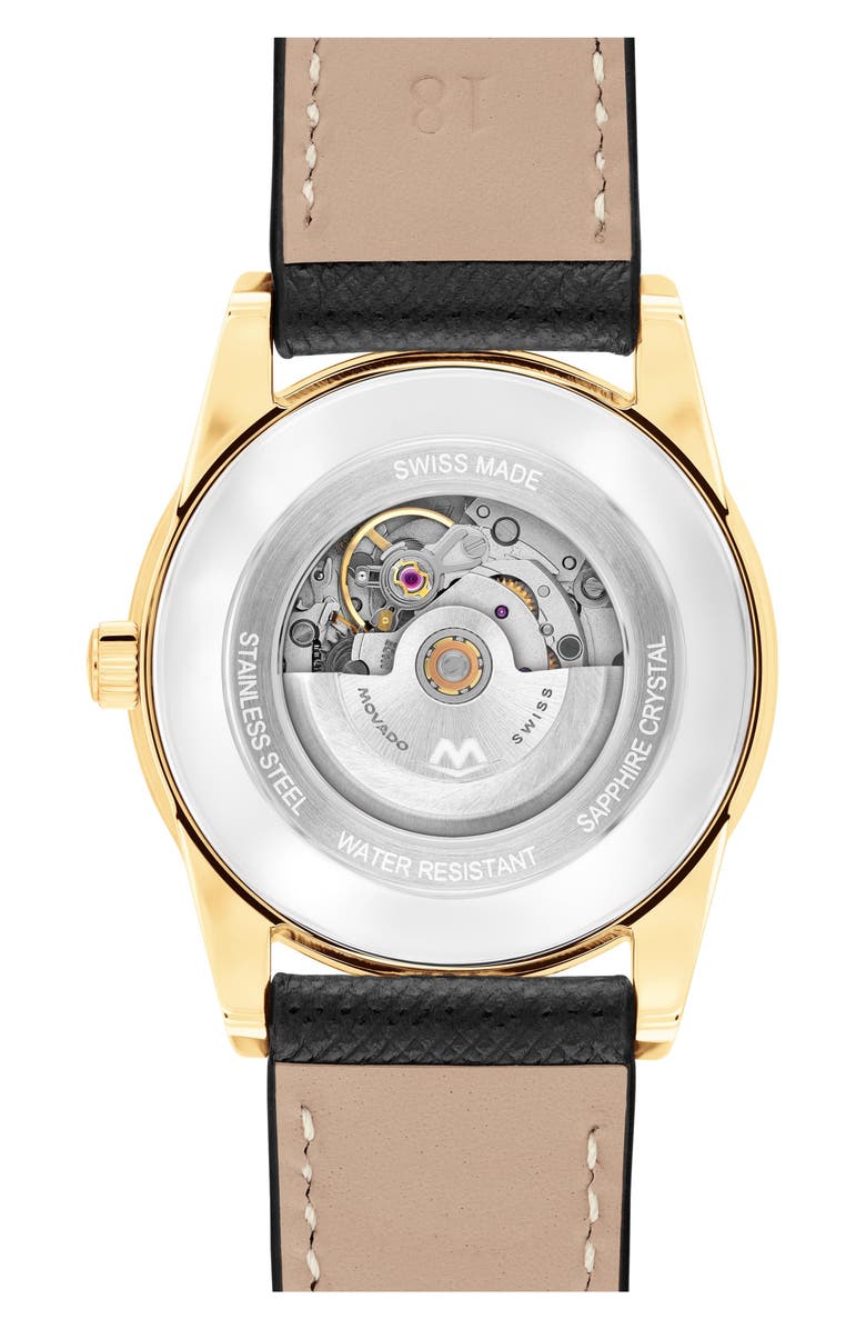 Movado Museum Classic Automatic Leather Strap Watch, 33mm, Alternate, color, Grey/ Black