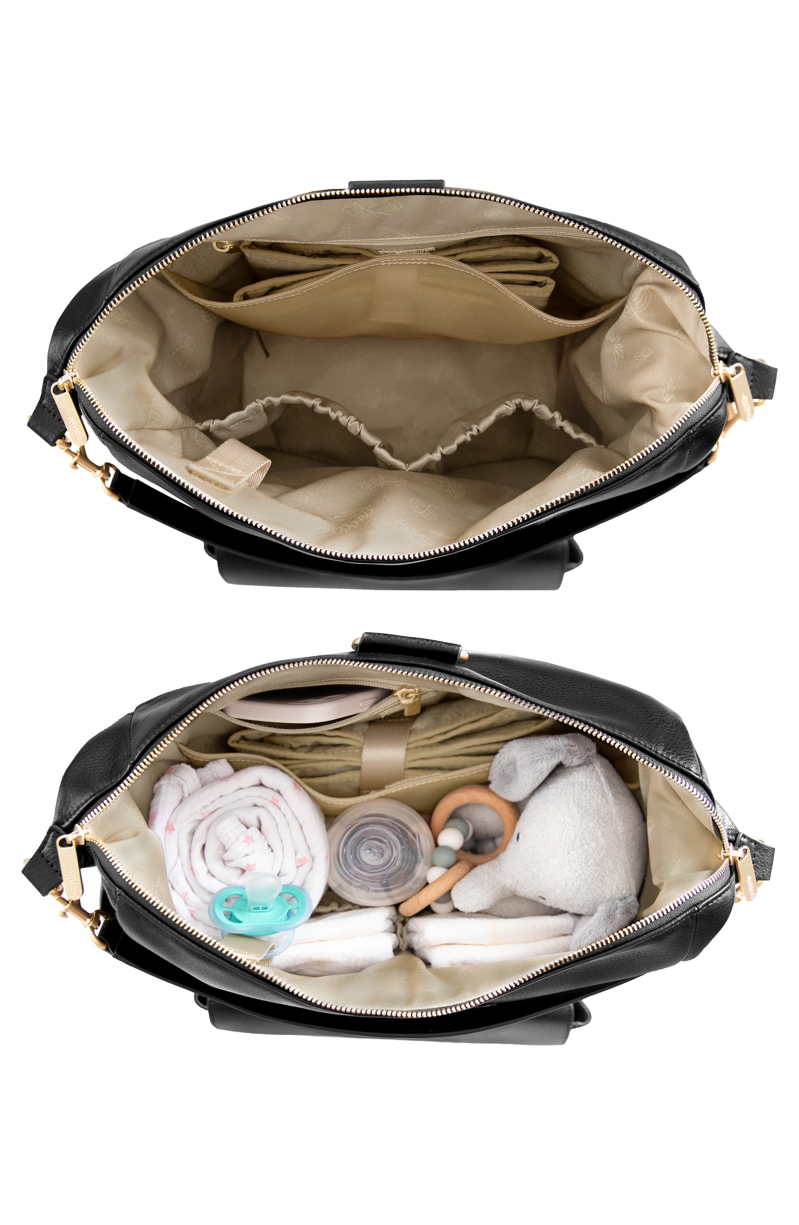 TWELVElittle Peekaboo Faux Leather Convertible Diaper Backpack, Alternate, color, Black