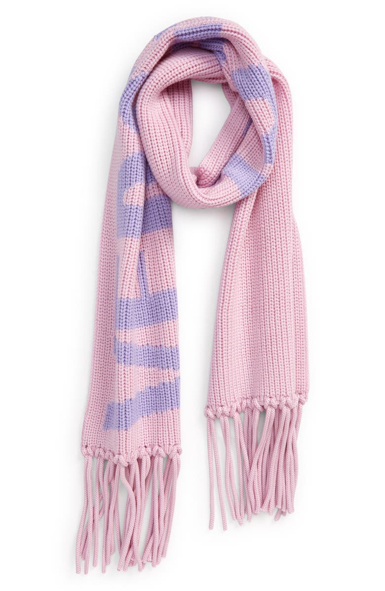 Versace Intarsia Logo Wool Scarf, Alternate, color, 