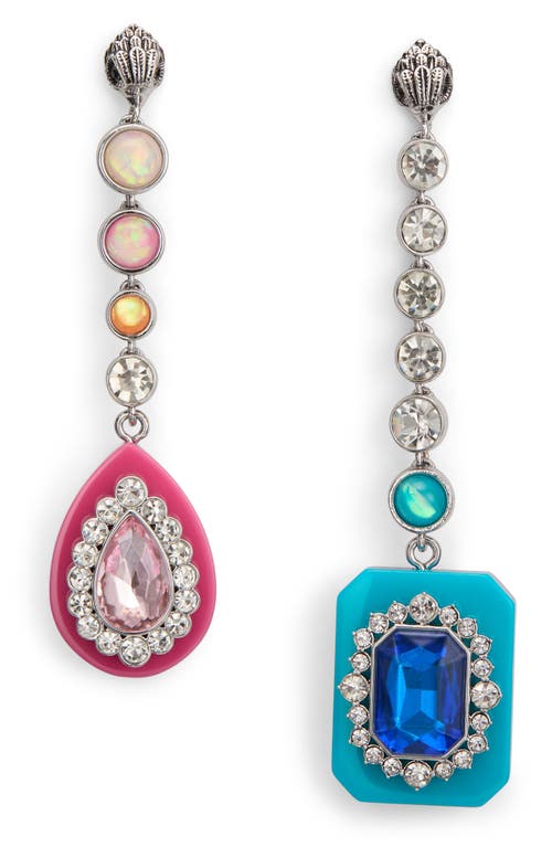 Kurt Geiger London Mismatched Crystal Linear Drop Earrings in Multi 