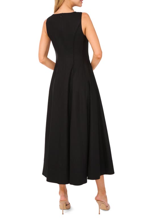 Ted Baker Pleated Waist Sleeveless Linen Blend Maxi Dress In Rich Black