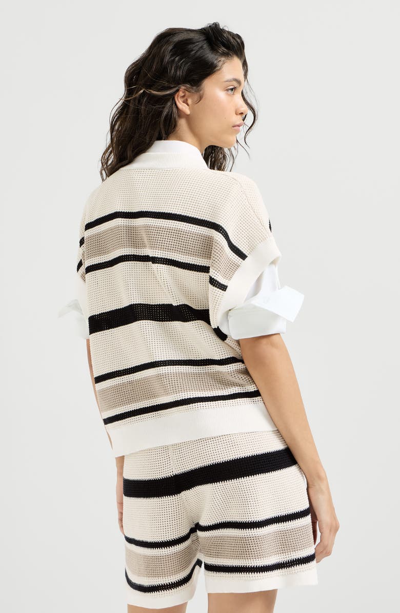 Brunello Cucinelli Cotton net knit T-shirt, Alternate, color, White