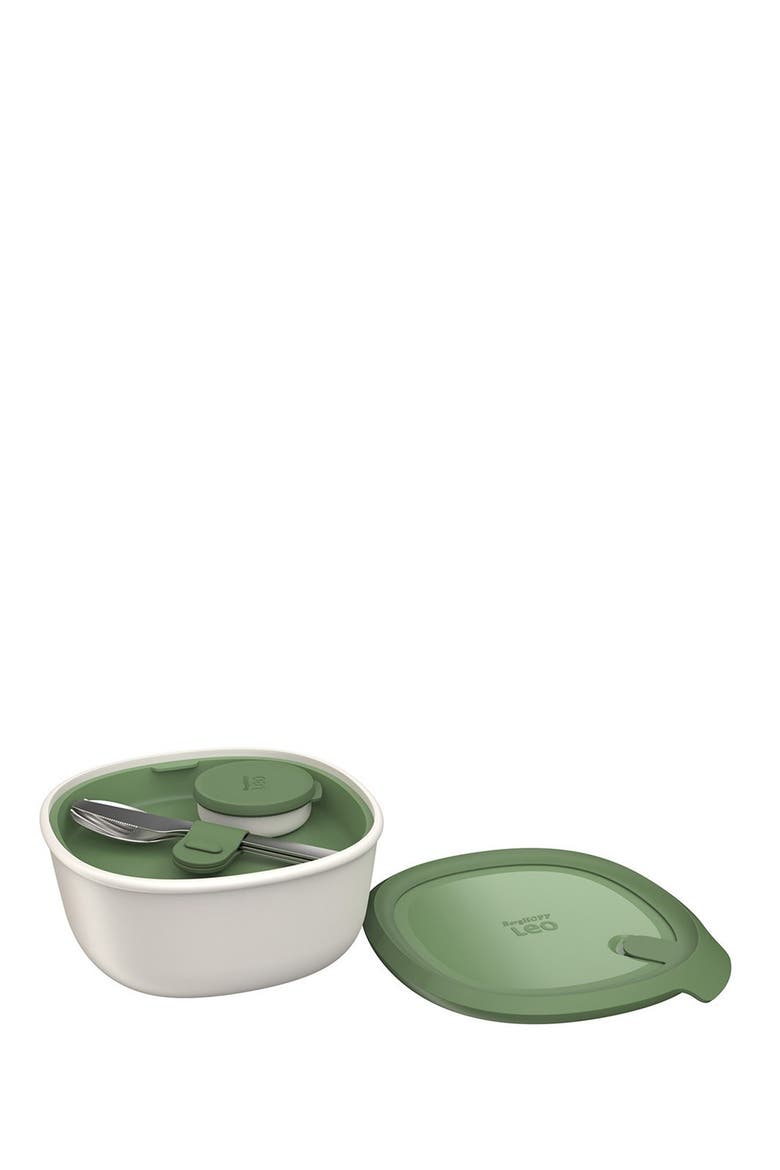 Leo To-Go 4-Piece Salad Bowl & Flatware Set, Alternate, color, WHITE, GREY, MINT