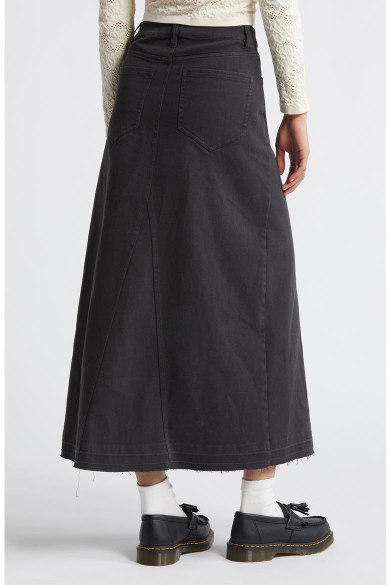 Raw Hem Stretch Twill A-Line Skirt, Alternate, color, BLACK NIGHT