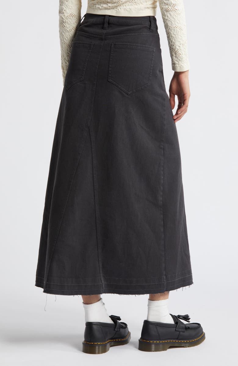 BP. Raw Hem Stretch Twill A-Line Skirt, Alternate, color, Black Night
