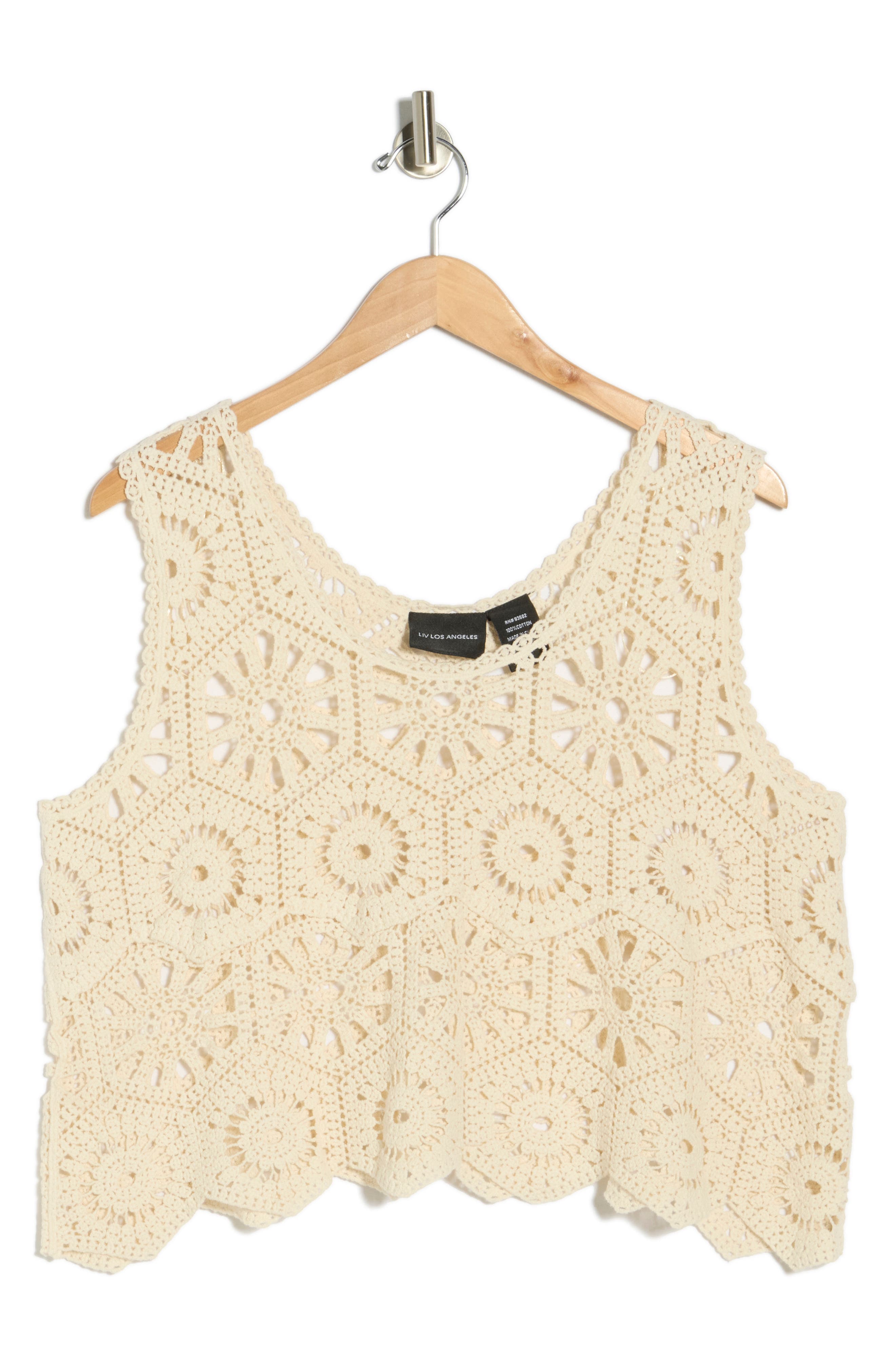 Forgotten Grace Swing Crop Cotton Crochet Top
