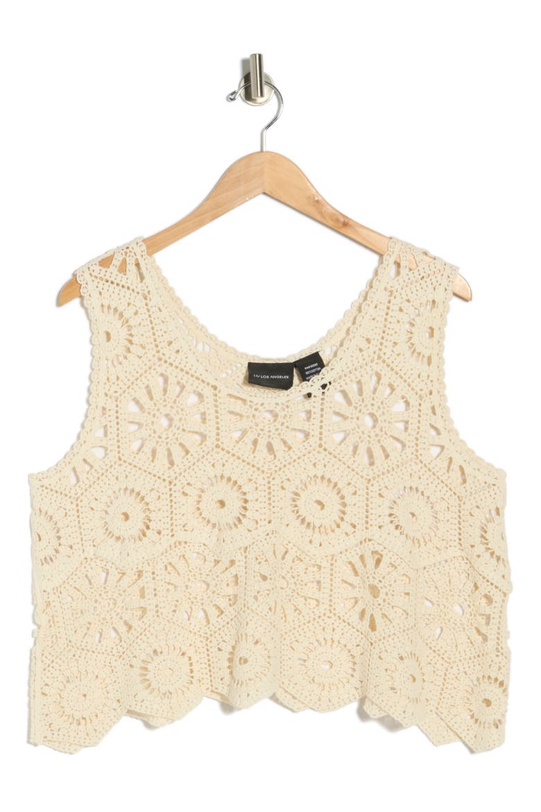 Swing Crop Cotton Crochet Top, Alternate, color, NATURAL