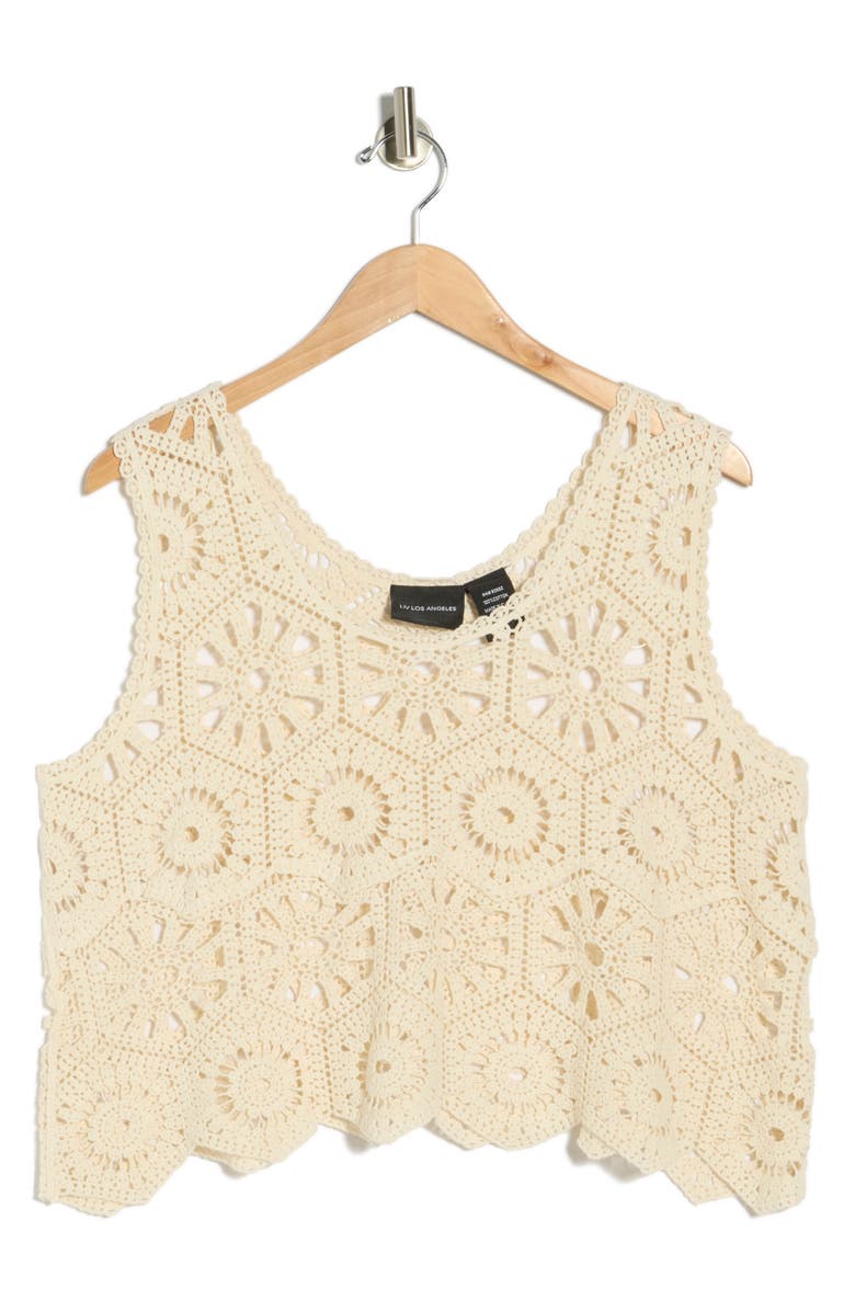 Forgotten Grace Swing Crop Cotton Crochet Top, Main, color, Natural