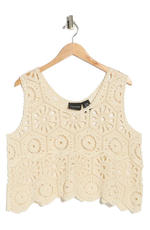 Swing Crop Cotton Crochet Top