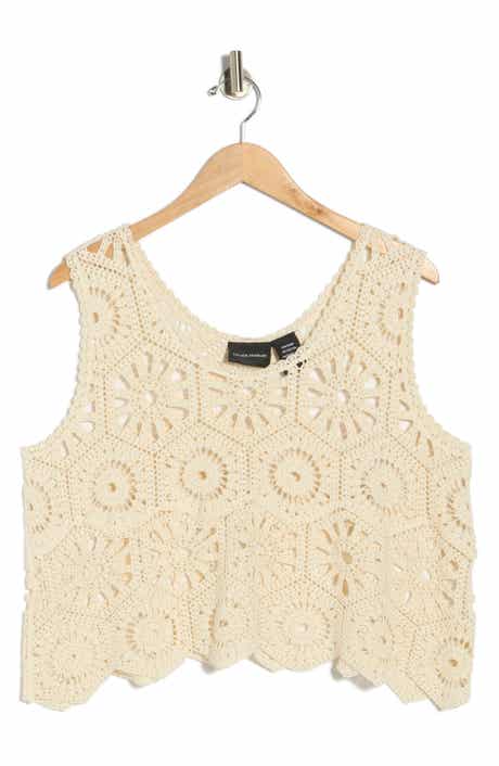 Forgotten Grace Swing Crop Cotton Crochet Top