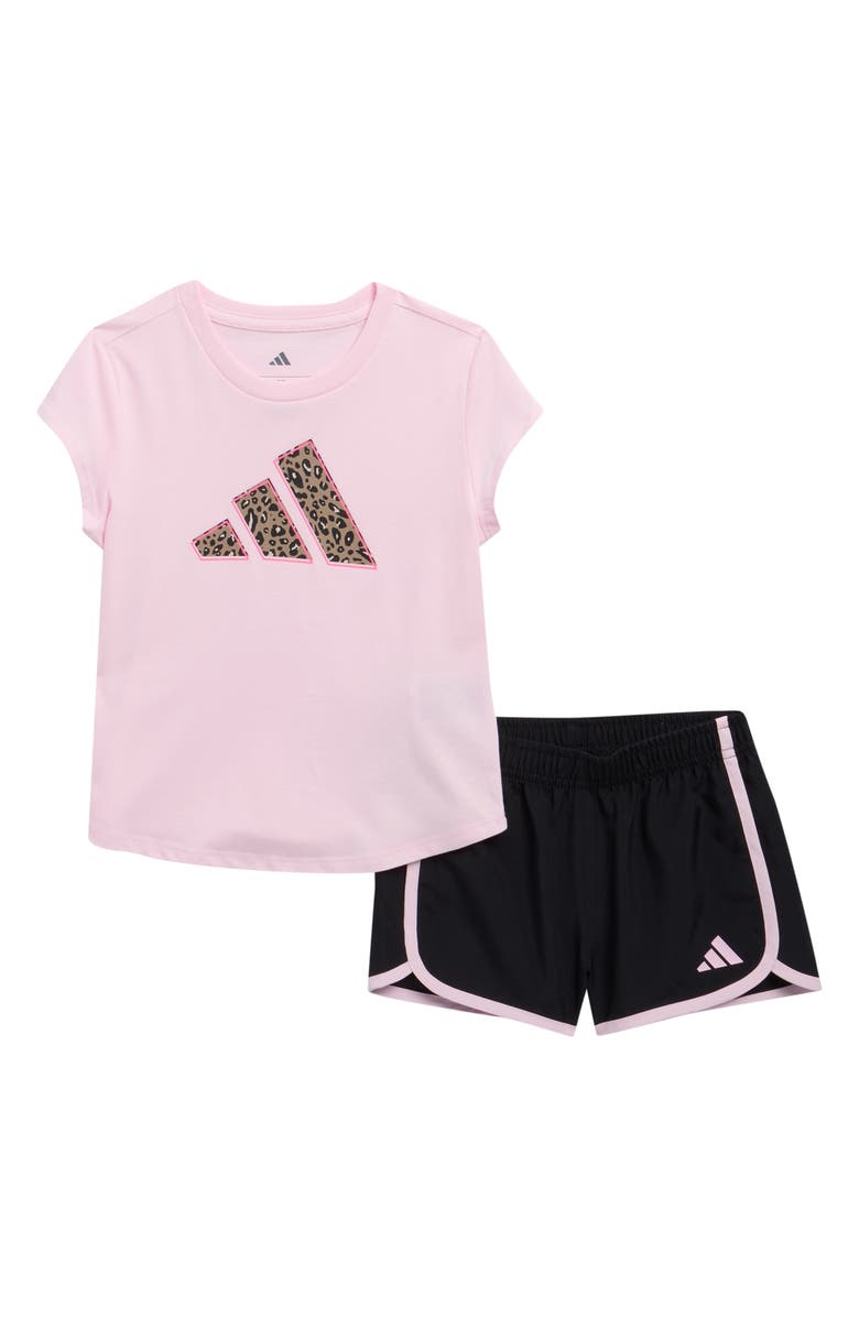 adidas Kids' Logo T-Shirt & Shorts Set, Main, color, Clear Pink