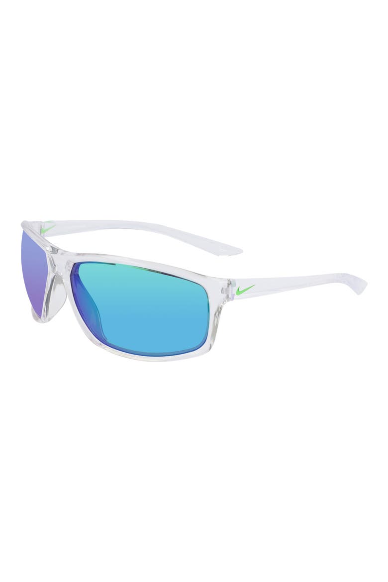 Adrenaline 66mm Oversize Rectangle Sport Wrap Sunglasses, Alternate, color, CLEAR/GREY/GREEN