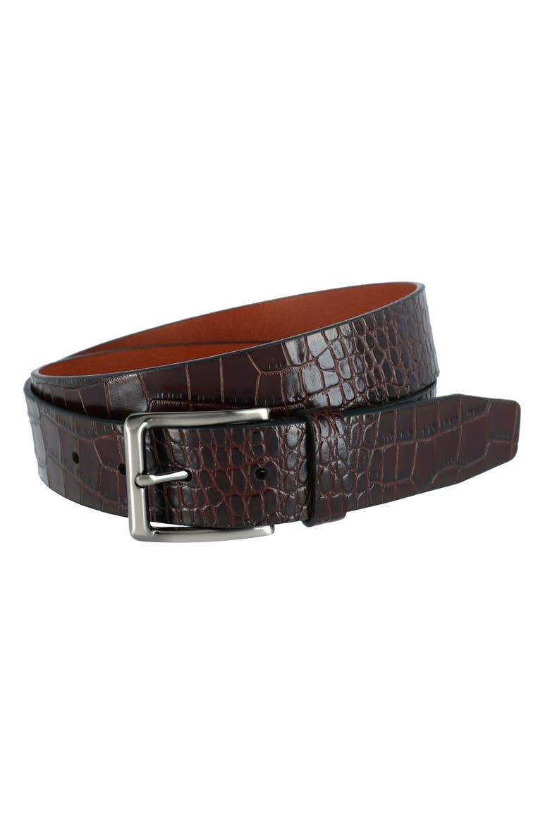 Matisse 35mm Mock Croc Leather Belt, Main, color, Brown
