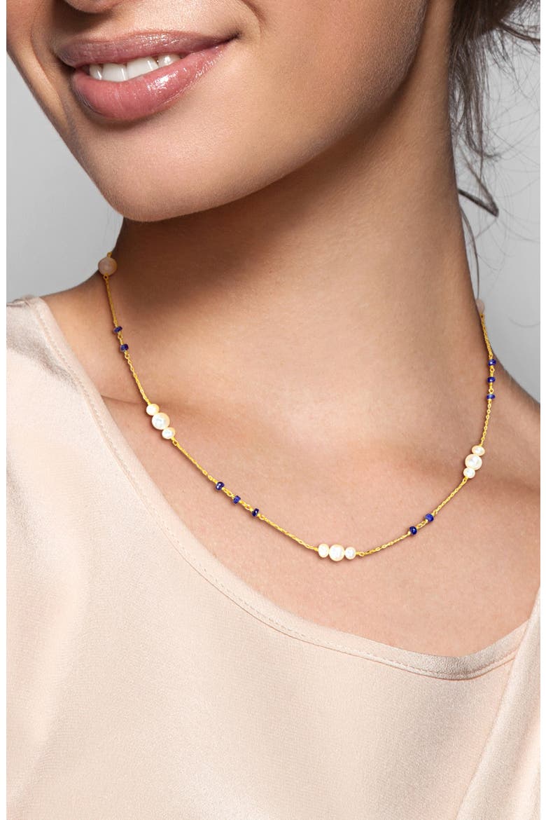 Cultured Freshwater Pearl Lariat Necklace, Alternate, color, GOLD MULTI