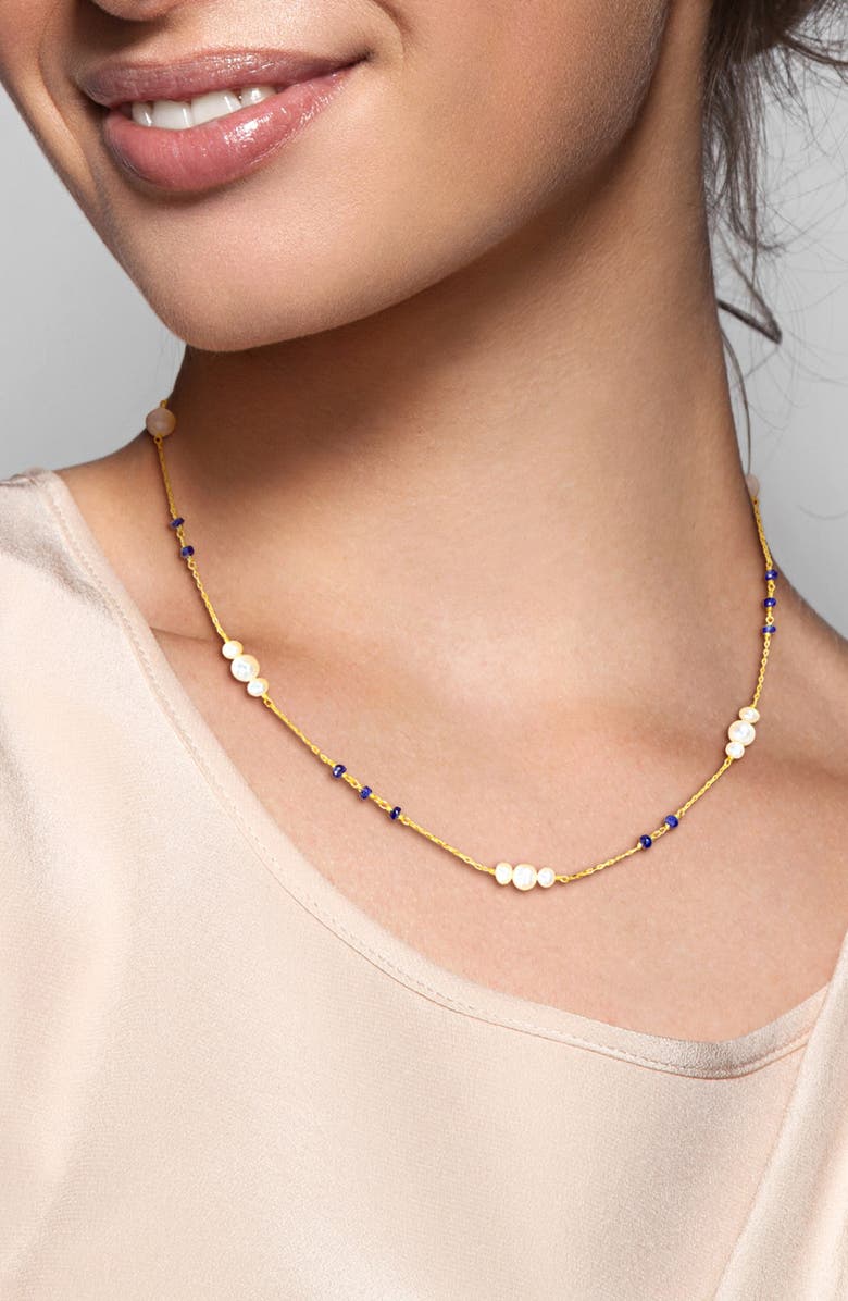 DELMAR Cultured Freshwater Pearl Lariat Necklace, Alternate, color, Gold Multi