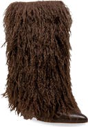 CHASE AND CHLOE Megham Faux Fur Wedge Heel Bootie