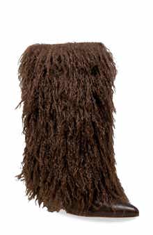 CHASE AND CHLOE Megham Faux Fur Wedge Heel Bootie