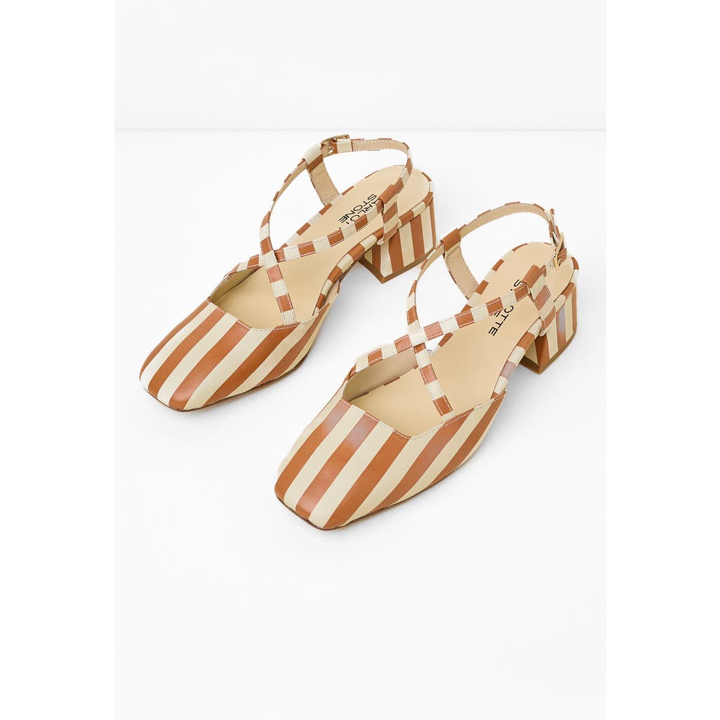 Charlotte Stone Vera Crisscross Slingback Low Block Heel Pump In Multi