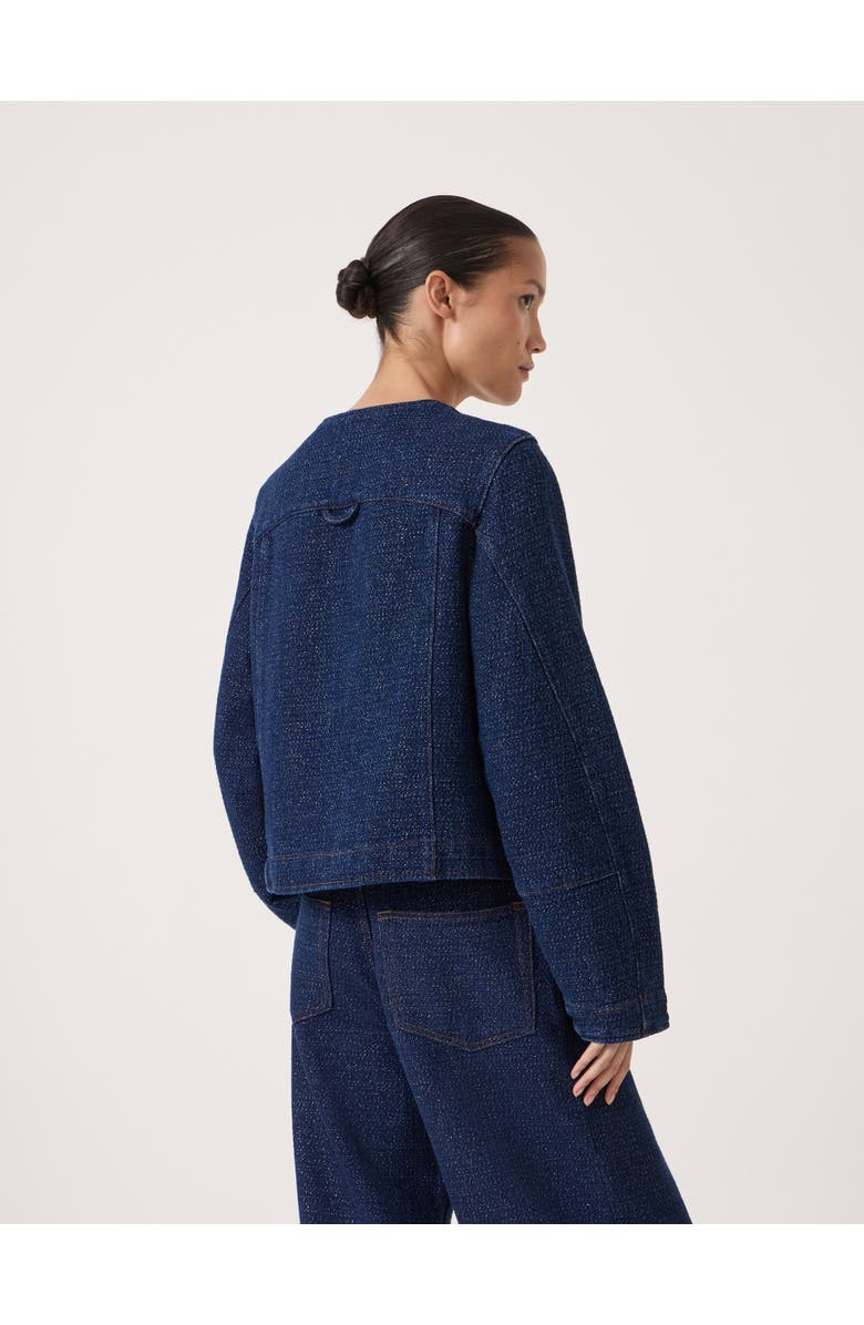 Hush Collarless Lurex Denim Jacket, Alternate, color, Indigo Gold