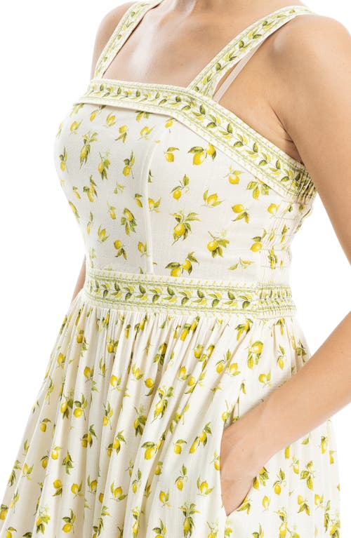 Max Studio Print Fit & Flare Maxi Dress In Natural Lemon Harvest