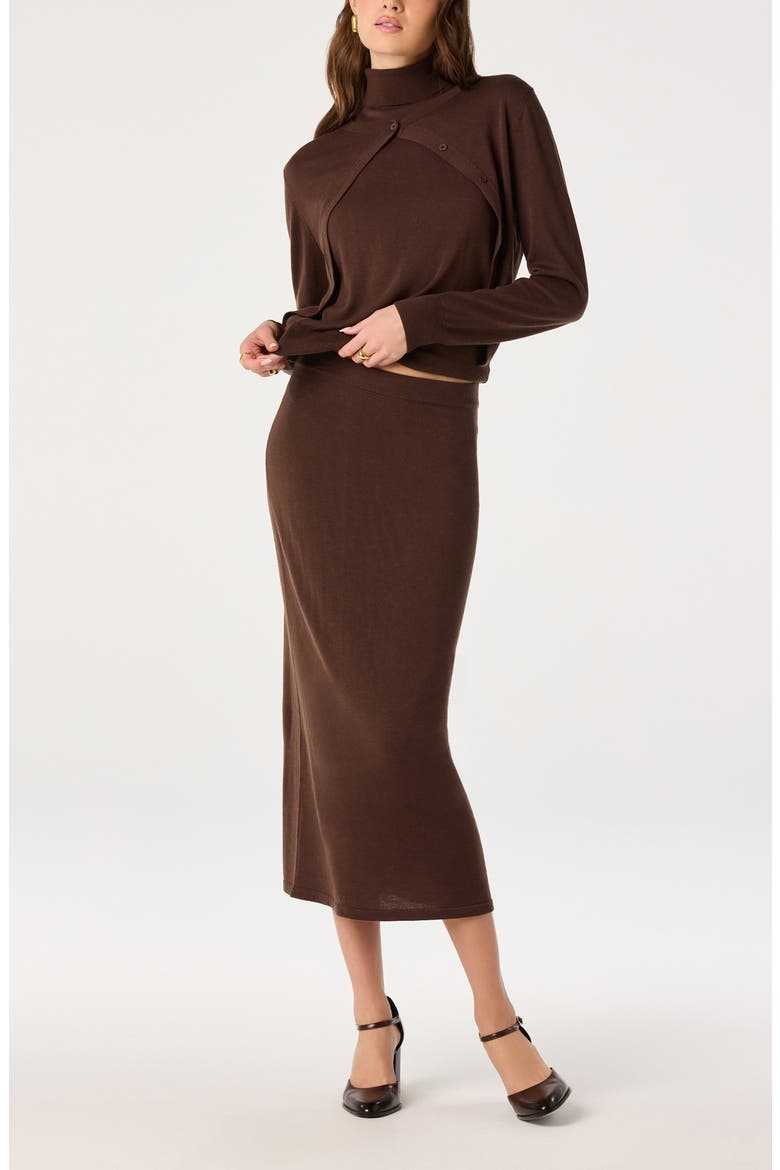 Deora Sweater Midi Skirt, Alternate, color, BROWN