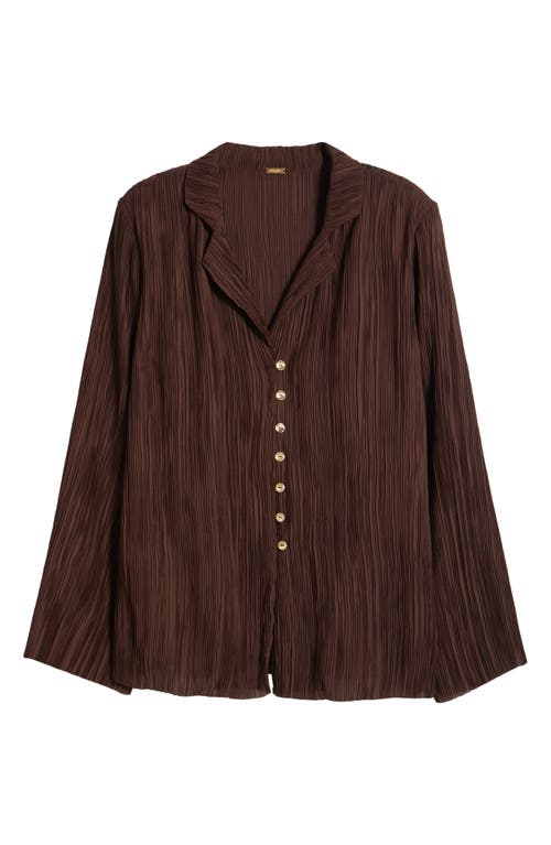 Cult Gaia Textured-finish Blouse In Brown