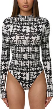Naked Wardrobe Naked Snakeskin Print Long Sleeve Bodysuit