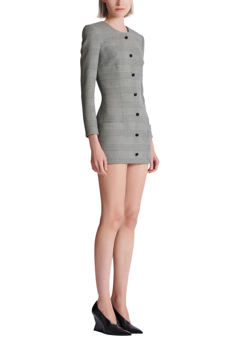 Short dress in Prince of Wales jacquard, Main, color, black