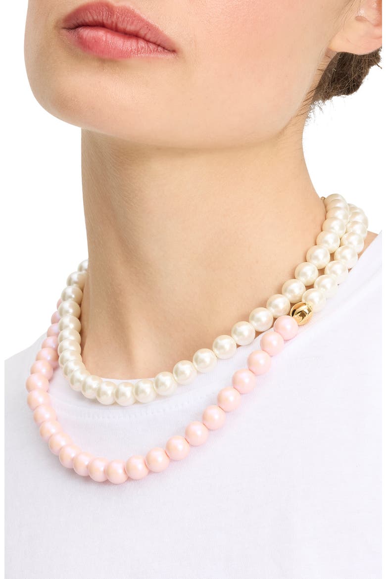 pearlie faux pearl necklace, Alternate, color, LIGHT. PINK MULTI