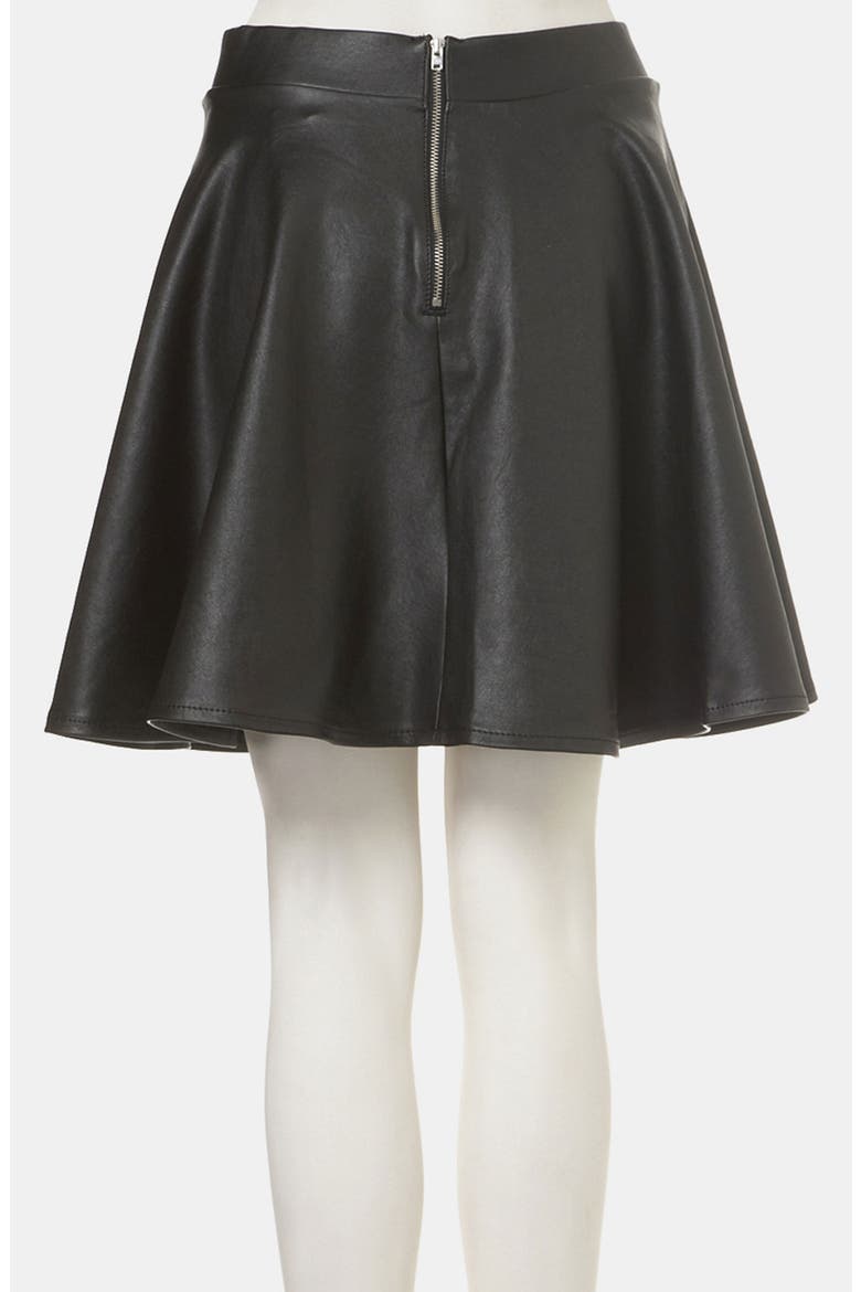 'Andie' Faux Leather Skater Skirt, Alternate, color, BLACK