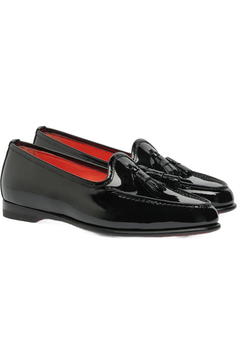 Santoni Women's Andrea Black Patent Tassel Loafer, Alternate, color, Black