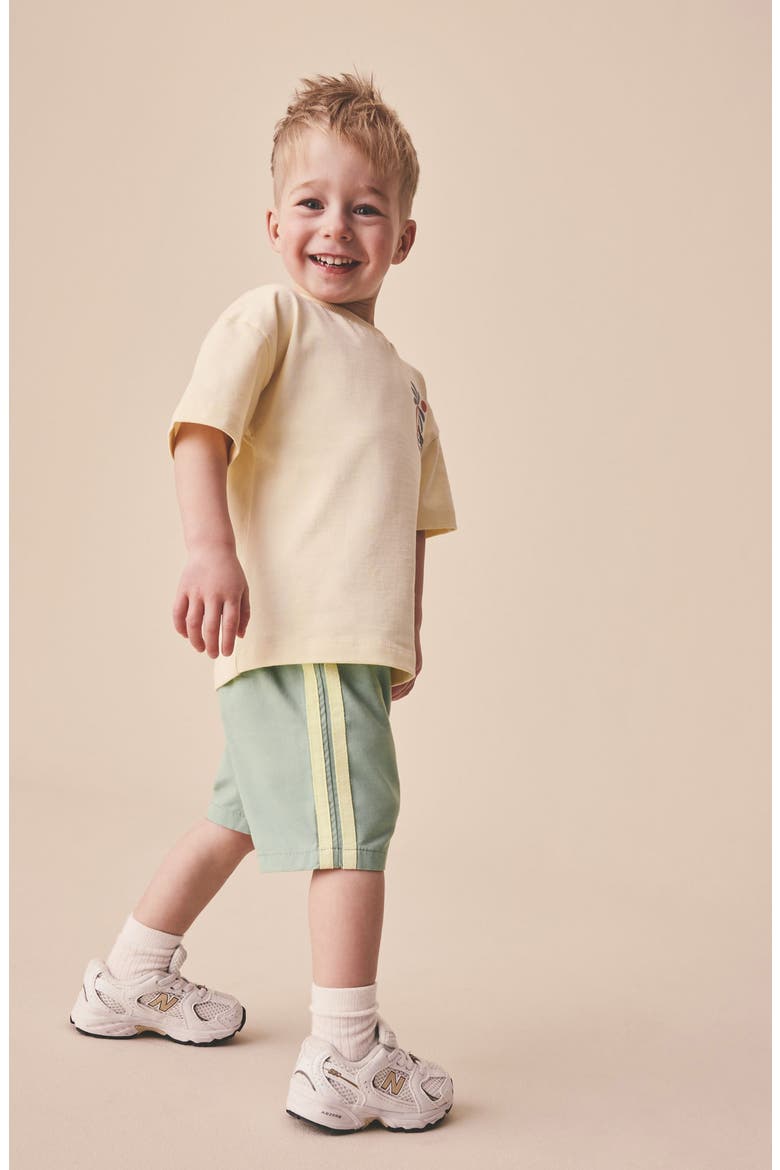 Kids' Sporty Stripe Cotton Shorts, Alternate, color, GREEN