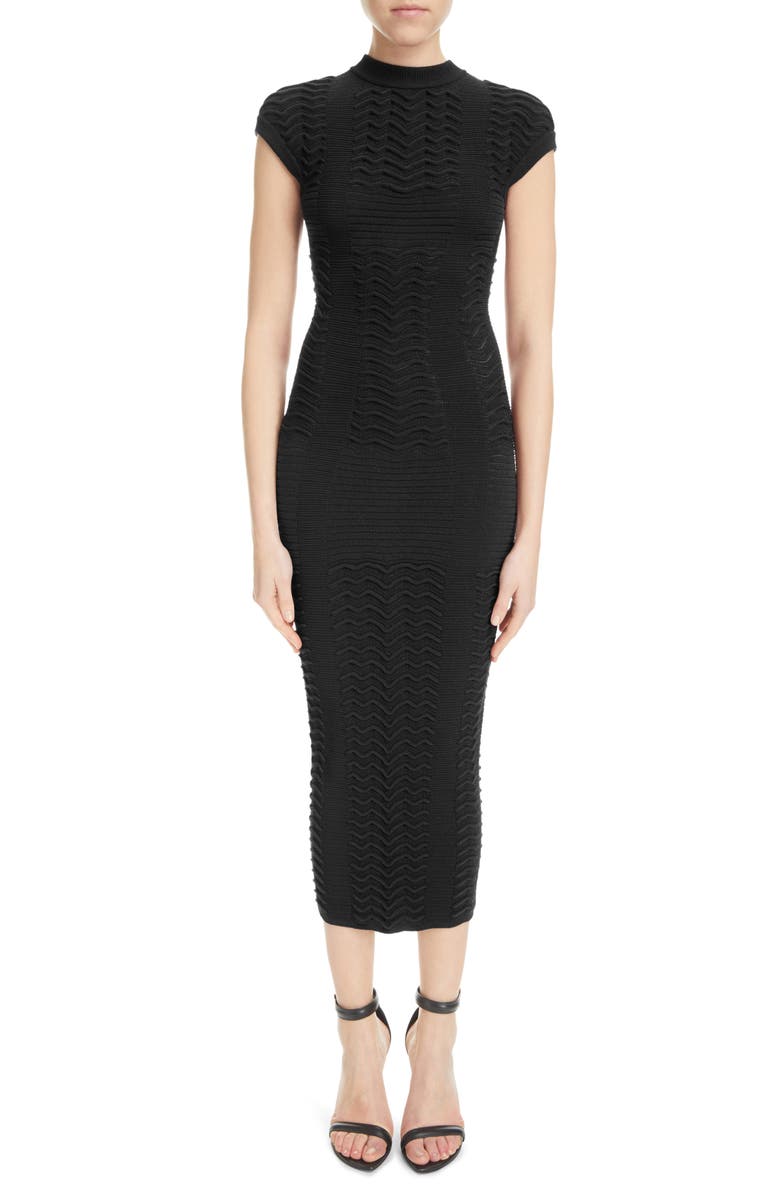 Balmain Chevron Texture Knit Body-Con Dress, Main, color, 