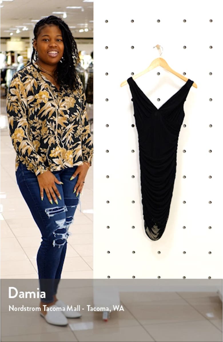 Ruched Body-Con Mesh Dress, sales video thumbnail